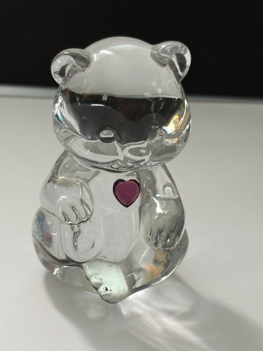 Vintage Fenton Clear Glass Birthstone Bear Figurine Paperweight